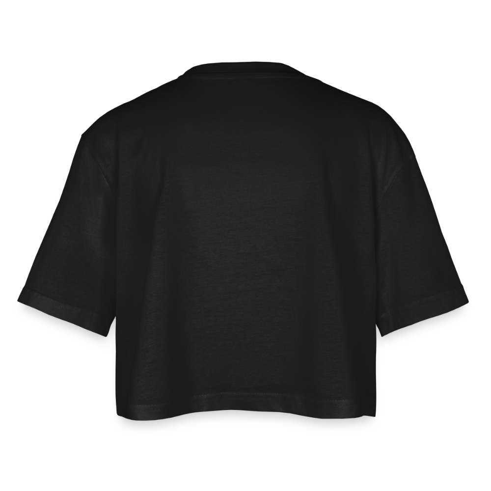 LiNBW. Frauen Cropped T-Shirt Schnurren ist mein Soundtrack - Schwarz