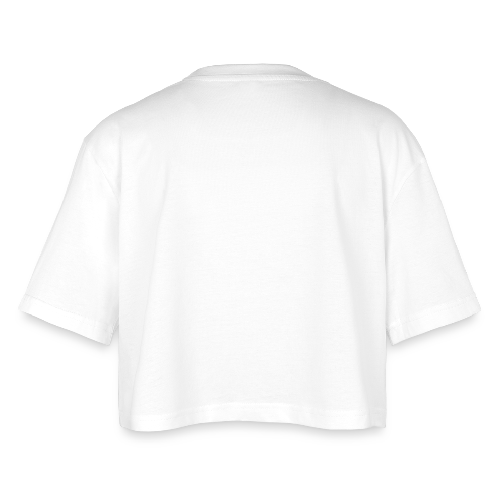 LiNBW. Frauen Cropped T-Shirt Schnurren ist mein Soundtrack - Weiß