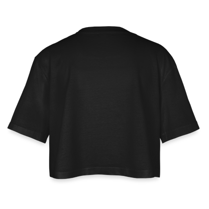 LiNBW. Frauen Cropped T-Shirt Schnurren ist mein Soundtrack - Schwarz