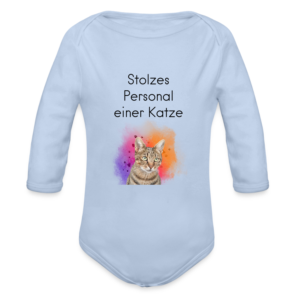 Baby-Body „Stolzes Personal einer Katze“ – Weiße Edition mit Katzenmotiv - Sky