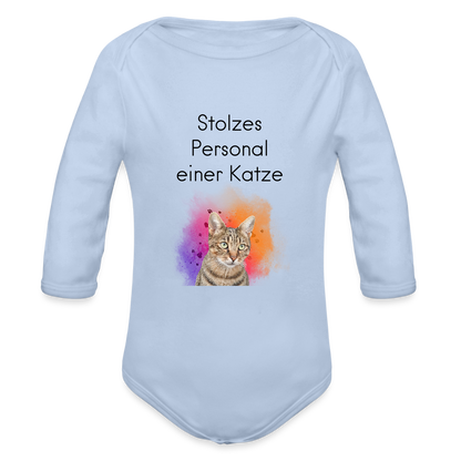 Baby-Body „Stolzes Personal einer Katze“ – Weiße Edition mit Katzenmotiv - Sky