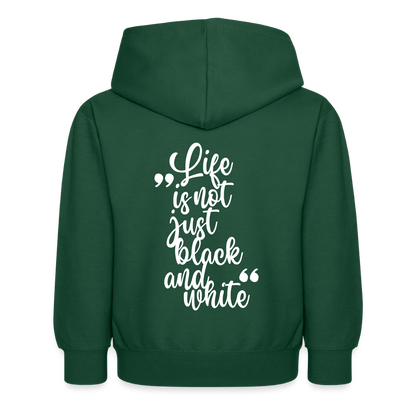 LiNBW. Kinder Hoodie Life is not just black and white - Flaschengrün