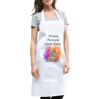 Kochschürze „Stolzes Personal einer Katze“ – Für wahre Katzenbedienstete - Weiß
