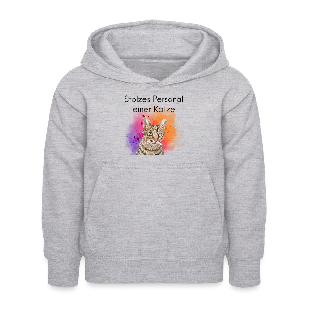 LiNBW. Kinder Hoodie Stolzes Personal einer Katze - Hellgrau meliert