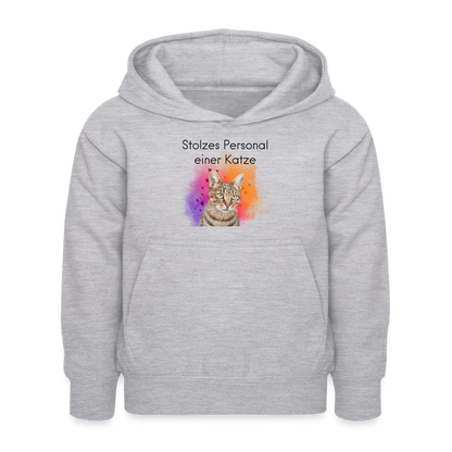 LiNBW. Kinder Hoodie Stolzes Personal einer Katze - Hellgrau meliert