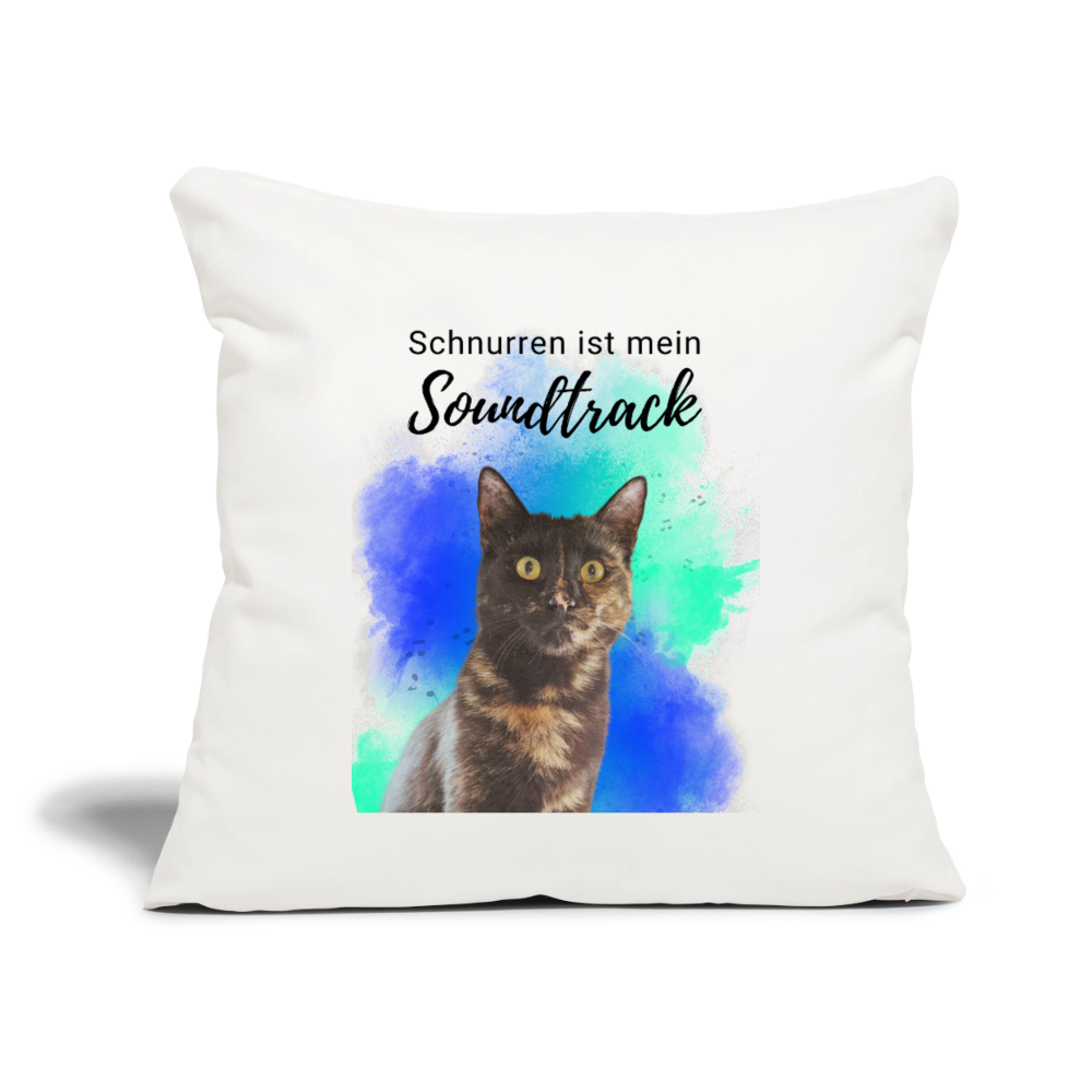 LiNBW. Kissen mit Füllung 45 x 45 cm Schnurren ist mein Soundtrack - Naturweiß 
