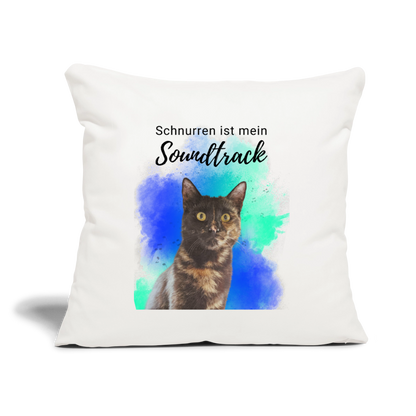 LiNBW. Kissen mit Füllung 45 x 45 cm Schnurren ist mein Soundtrack - Naturweiß 