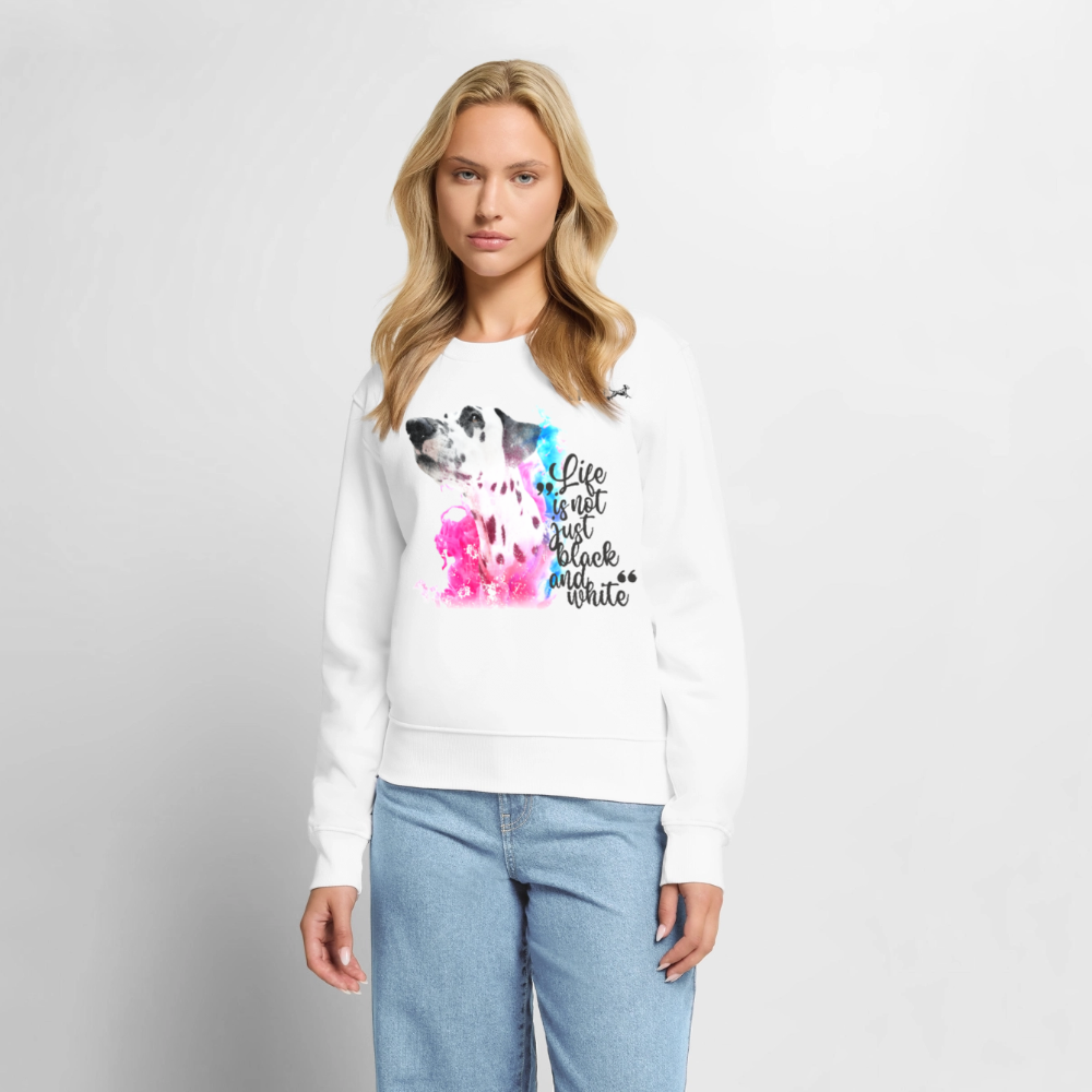 Damen Pullover „Boa Farbsplash“ – Weiß – Life is not just black and white 🐾 - Weiß