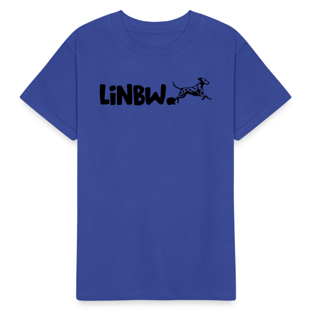 Kinder-T-Shirt – „LiNBW.“ Logo vorne & Zitat hinten | Doppelseitiger Style für tierliebe Kids - Royalblau