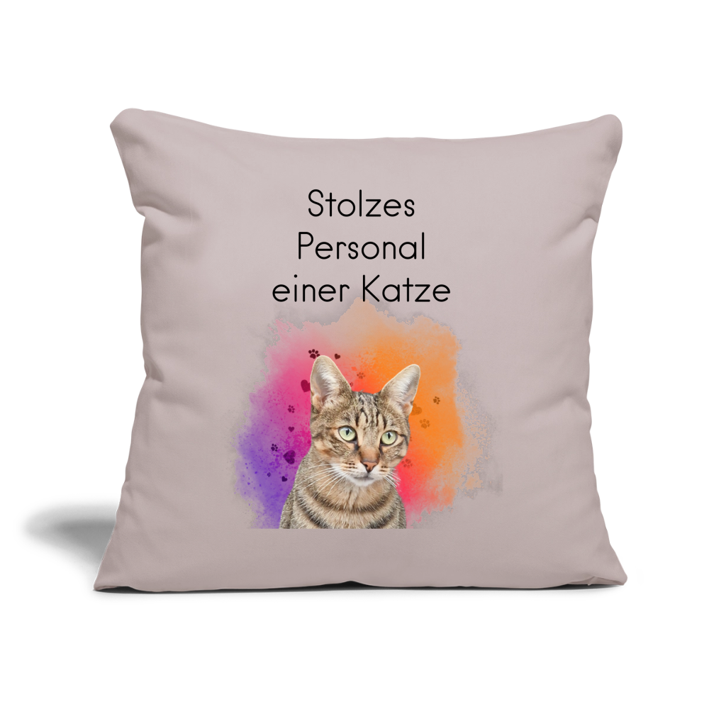 LiNBW. Kissen mit Füllung Stolzes Personal einer Katze 45 x 45 cm - helles Taupe