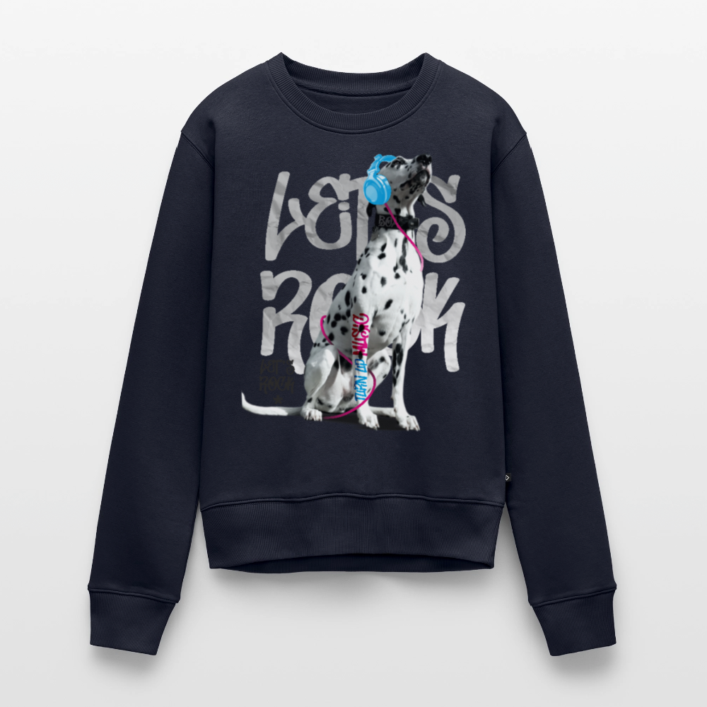 Damen Pullover „Let’s Rock“ – Boa mit Kopfhörern – für Musik- & Hundefans 🎧🐾 - Navy