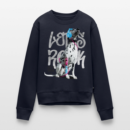 Damen Pullover „Let’s Rock“ – Boa mit Kopfhörern – für Musik- & Hundefans 🎧🐾 - Navy