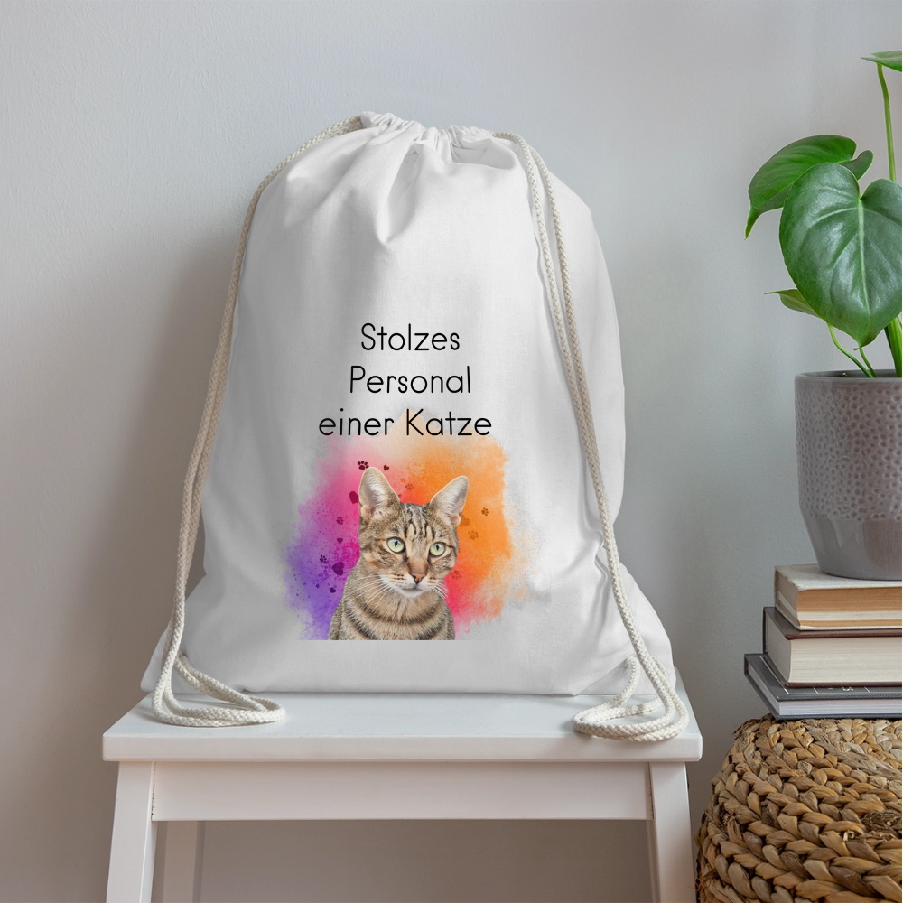 LiNBW. Turnbeutel Stolzes Personal einer Katze - Weiß