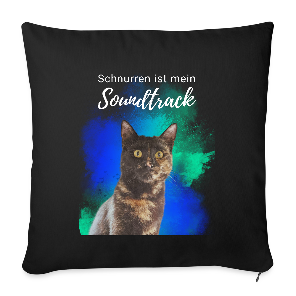 LiNBW. Kissen mit Füllung 45 x 45 cm Schnurren ist mein Soundtrack - Schwarz