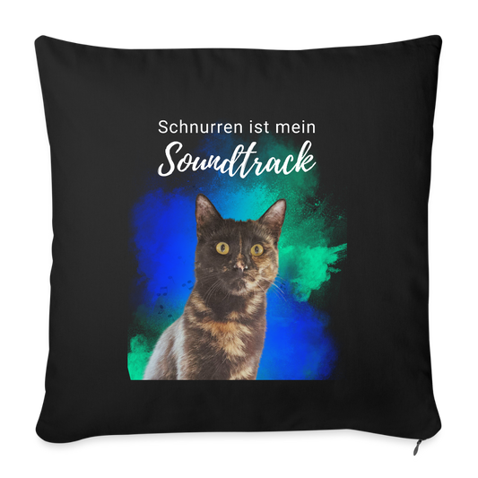LiNBW. Kissen mit Füllung 45 x 45 cm Schnurren ist mein Soundtrack - Schwarz