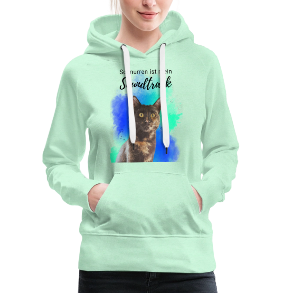 LiNBW.  Frauen Hoodie Schnurren ist mein Soundtrack - helles Mintgrün