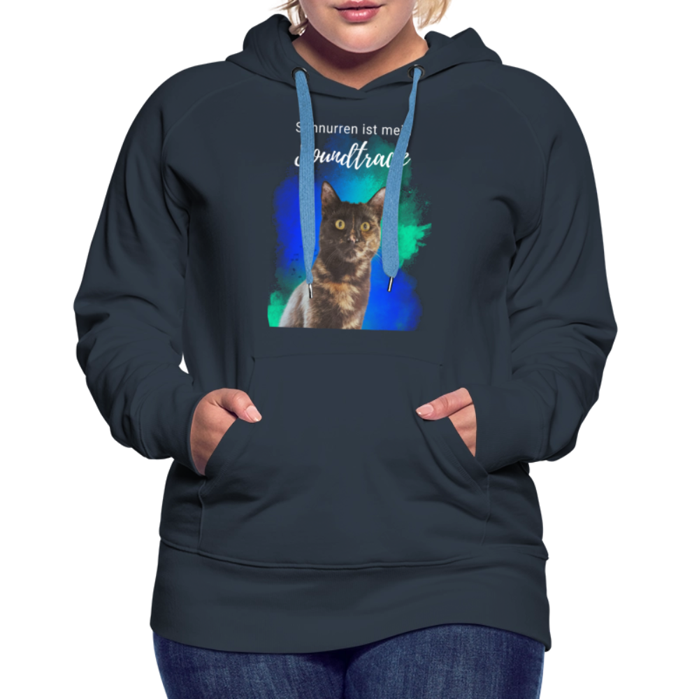 LiNBW.  Frauen Hoodie Schnurren ist mein Soundtrack - Navy
