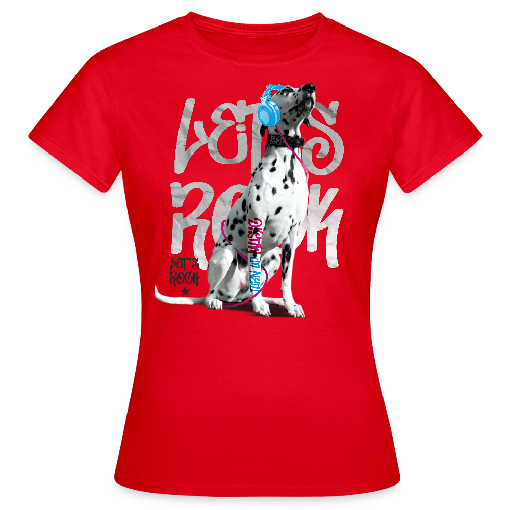 LiNBW. Frauen T-Shirt Dalmatiner Let's Rock - Rot