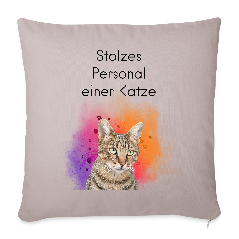 LiNBW. Kissen mit Füllung Stolzes Personal einer Katze 45 x 45 cm - helles Taupe