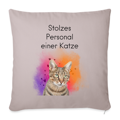 LiNBW. Kissen mit Füllung Stolzes Personal einer Katze 45 x 45 cm - helles Taupe