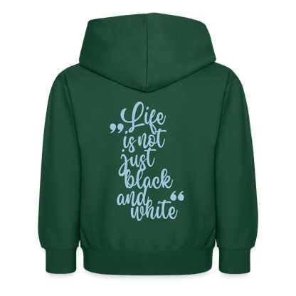 LiNBW. Kinder Hoodie Life is not just black and white - Flaschengrün