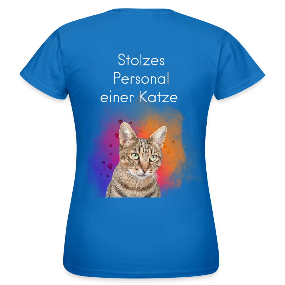 LiNBW. Frauen T-Shirt Stolzes Personal einer Katze - Royalblau