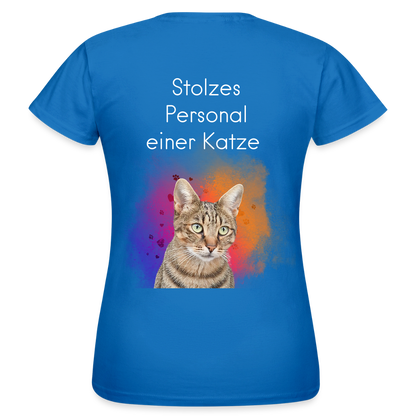 LiNBW. Frauen T-Shirt Stolzes Personal einer Katze - Royalblau