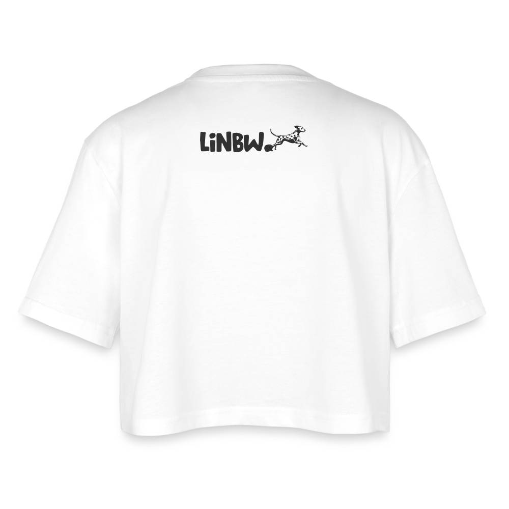 LiNBW. Frauen Cropped T-Shirt Life is not just black and white - Weiß