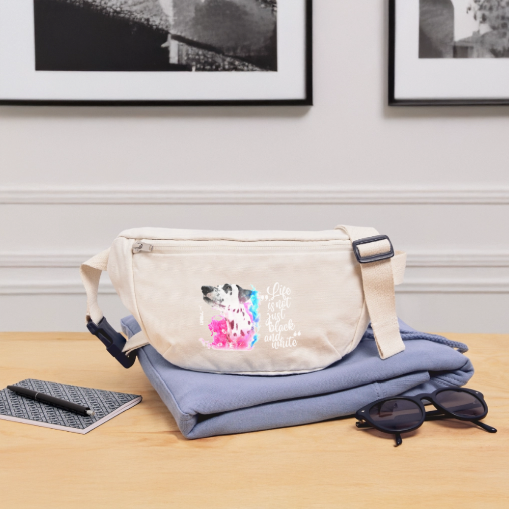 LiNBW. Recycelte Gürteltasche Dalmatiner Life is not just black and white - Naturweiß