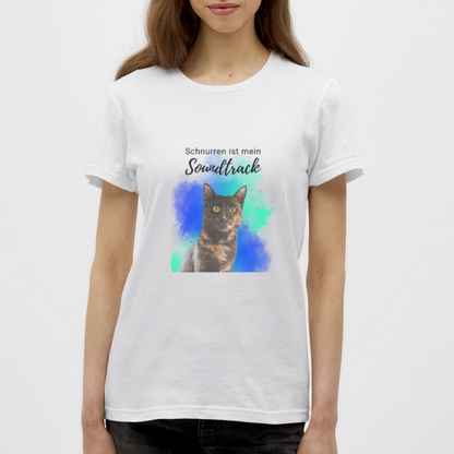 LiNBW. Frauen T-Shirt Schnurren ist mein Soundtrack - Weiß