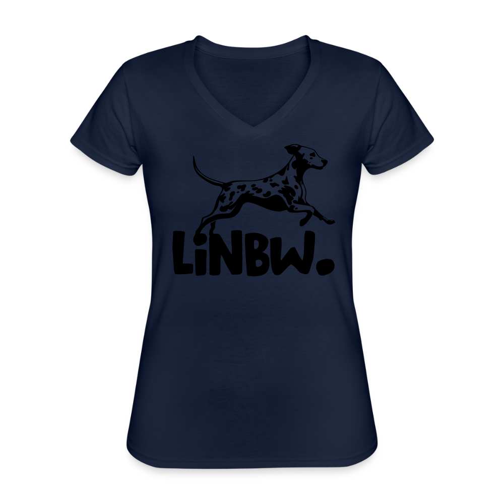 LiNBW. Frauen T-Shirt V-Ausschnitt - Navy