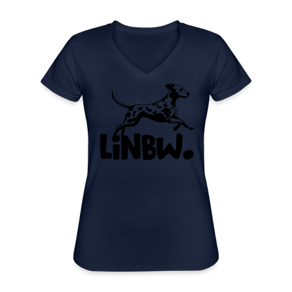 LiNBW. Frauen T-Shirt V-Ausschnitt - Navy