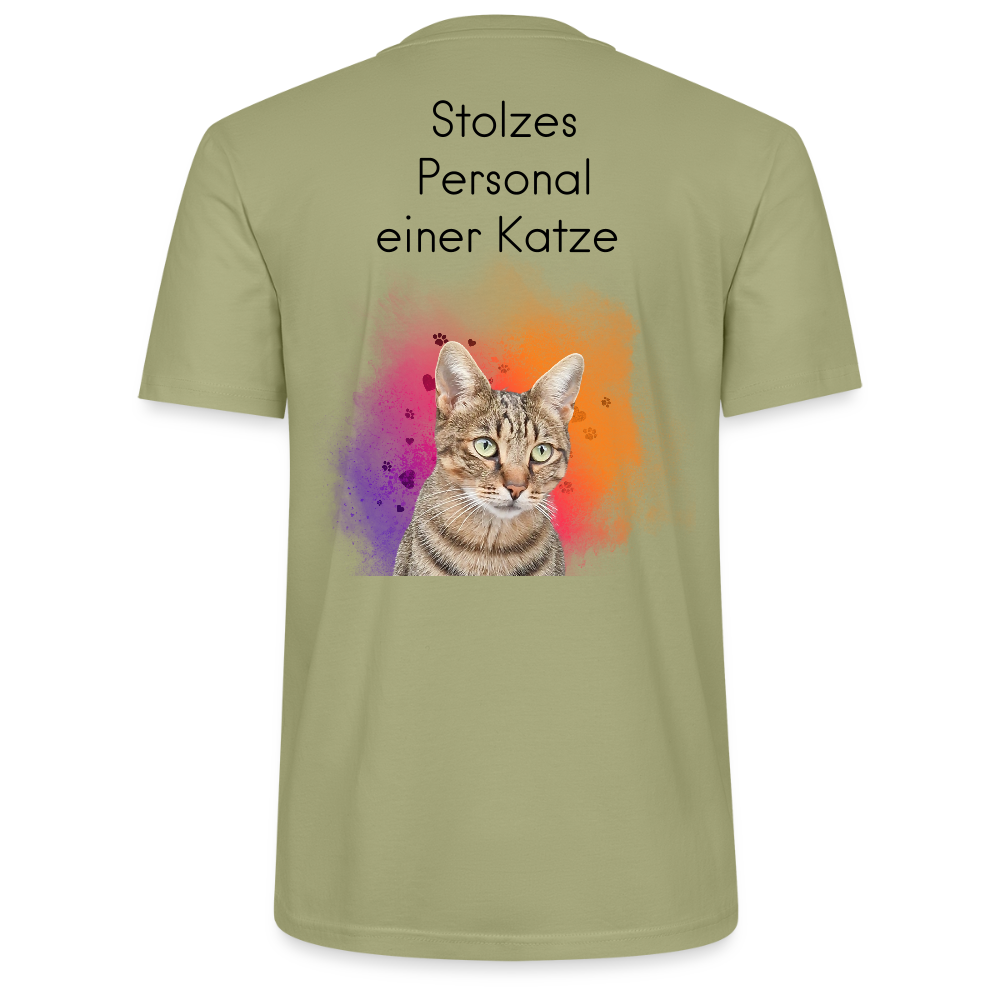 LiNBW. Männer T-Shirt Stolzes Personal einer Katze - Nebelgrün