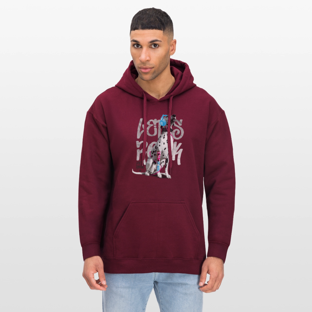 LiNBW. Männer & Frauen Hoodie Dalmatiner Let's Rock - Maroon