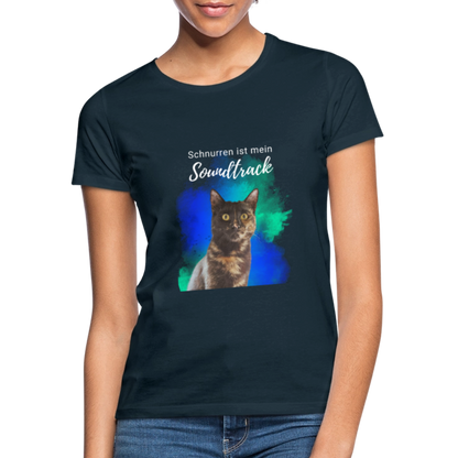 LiNBW. Frauen T-Shirt Schnurren ist mein Soundtrack - Navy