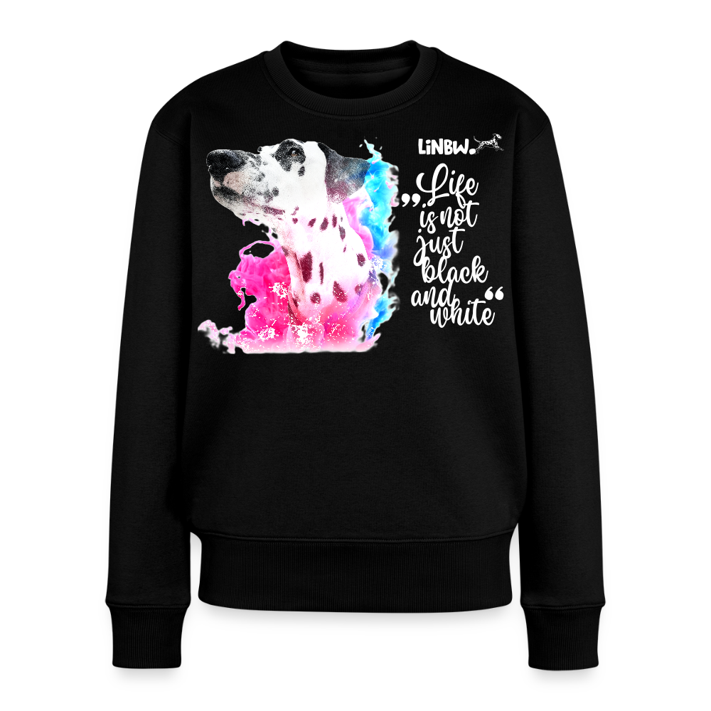 Damen Pullover „Boa Farbsplash“ – Pink & Blau – Life is not just black and white 🐾 - Schwarz
