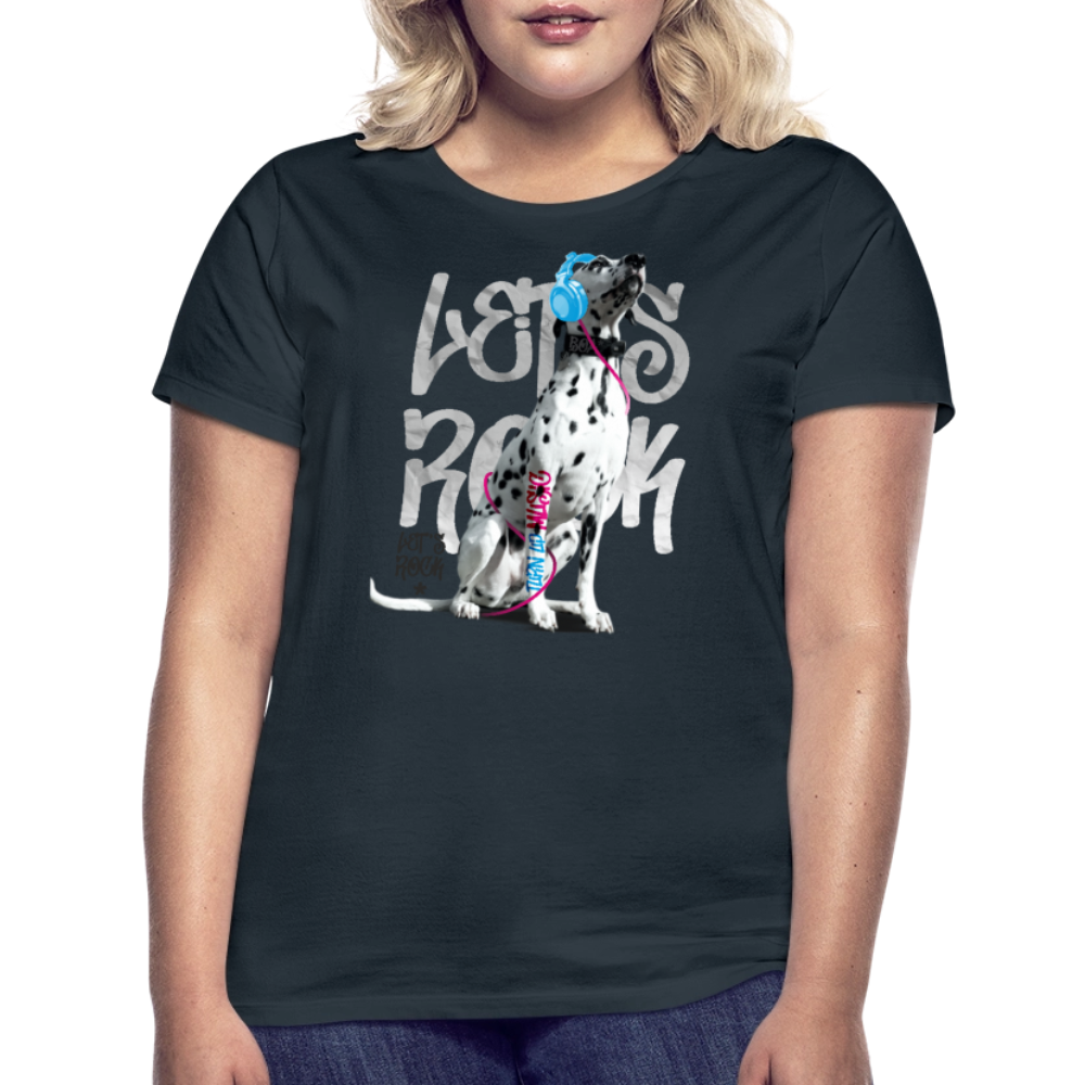 LiNBW. Frauen T-Shirt Dalmatiner Let's Rock - Navy