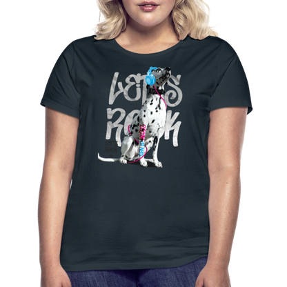 LiNBW. Frauen T-Shirt Dalmatiner Let's Rock - Navy