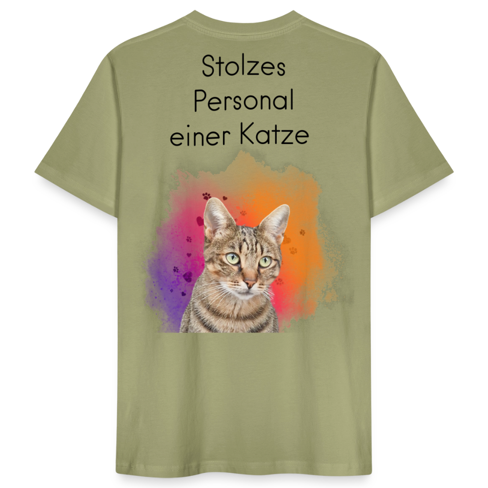 LiNBW. Männer T-Shirt Stolzes Personal einer Katze - Nebelgrün