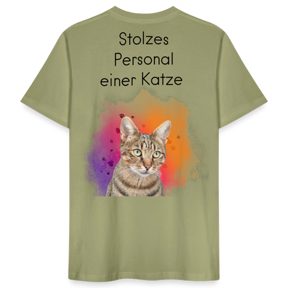 LiNBW. Männer T-Shirt Stolzes Personal einer Katze - Nebelgrün