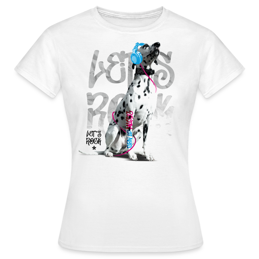 LiNBW. Frauen T-Shirt Dalmatiner Let's Rock - Weiß