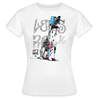 LiNBW. Frauen T-Shirt Dalmatiner Let's Rock - Weiß