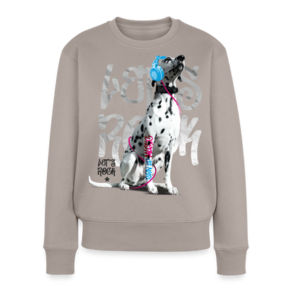 Damen Pullover „Let’s Rock“ – Boa mit Kopfhörern – für Musik- & Hundefans 🎧🐾 - Taupe