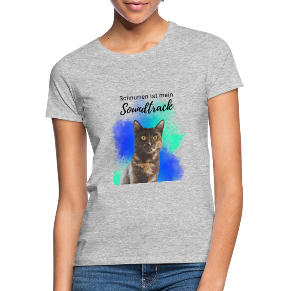LiNBW. Frauen T-Shirt Schnurren ist mein Soundtrack - Grau meliert