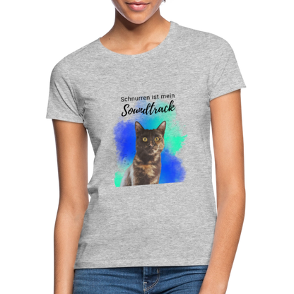 LiNBW. Frauen T-Shirt Schnurren ist mein Soundtrack - Grau meliert