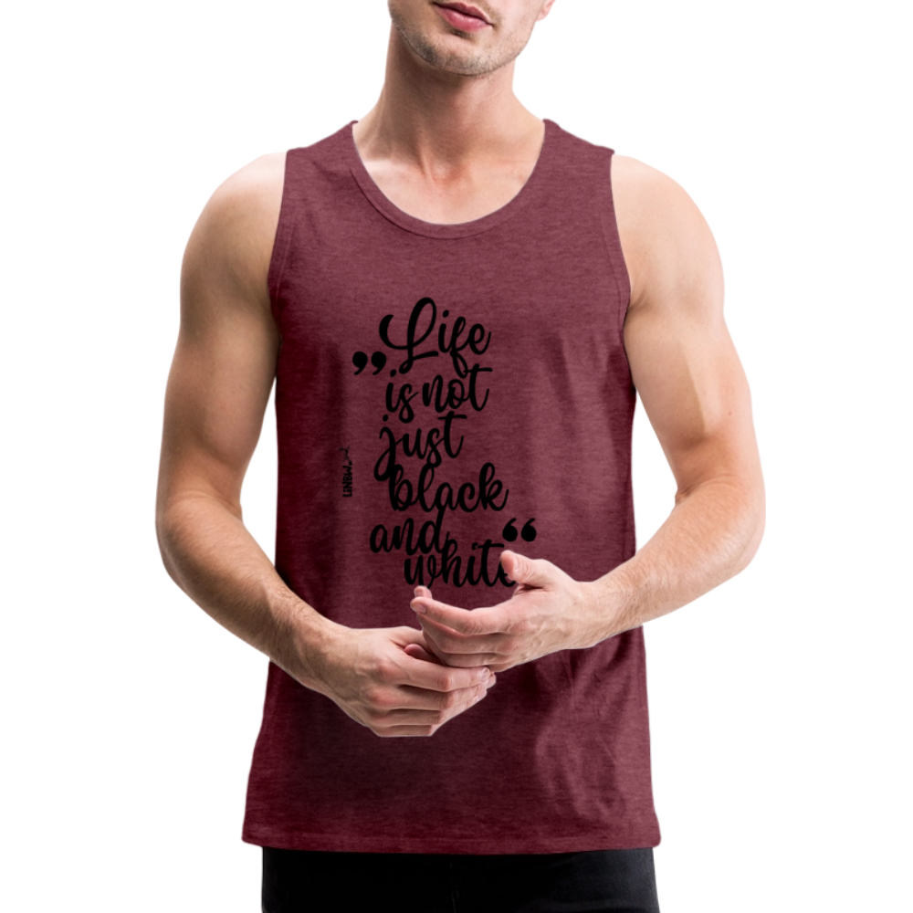 LiNBW. Männer Tank-Top Life is not just black and white - Bordeauxrot meliert