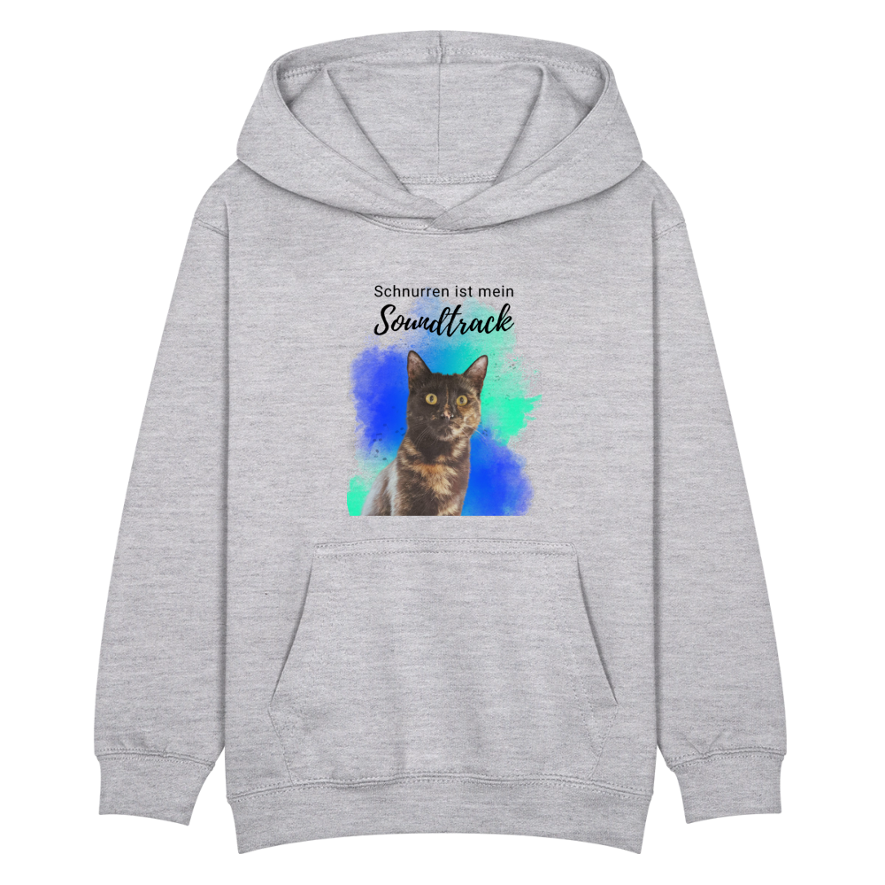 LiNBW. Kinder Hoodie Schnurren ist mein Soundtrack - Hellgrau meliert