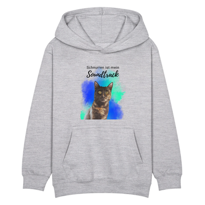 LiNBW. Kinder Hoodie Schnurren ist mein Soundtrack - Hellgrau meliert