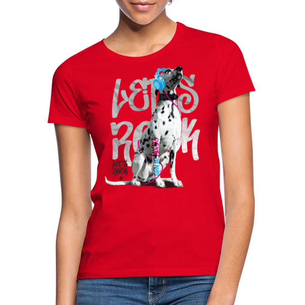 LiNBW. Frauen T-Shirt Dalmatiner Let's Rock - Rot