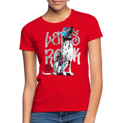 LiNBW. Frauen T-Shirt Dalmatiner Let's Rock - Rot